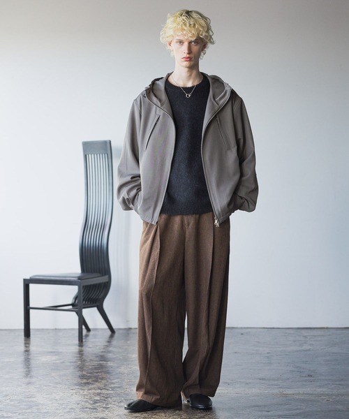 HARE まとめ売り HARE スラックス 「SET UP対応」メランジワイドテーパードパンツ