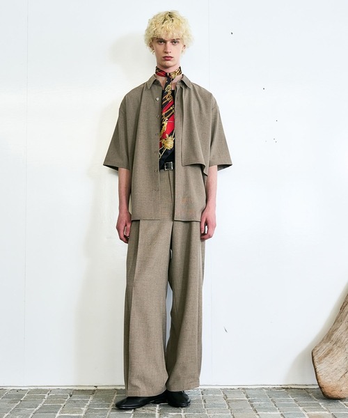 HARE まとめ売り HARE スラックス 「SET UP対応」メランジワイドテーパードパンツ