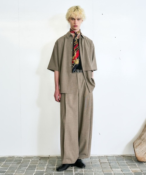 HARE セットアップ　パンツスーツ　半袖ブラウスM　テーパードパンツS HARE セットアップ パンツスーツ 半袖ブラウスM テーパード