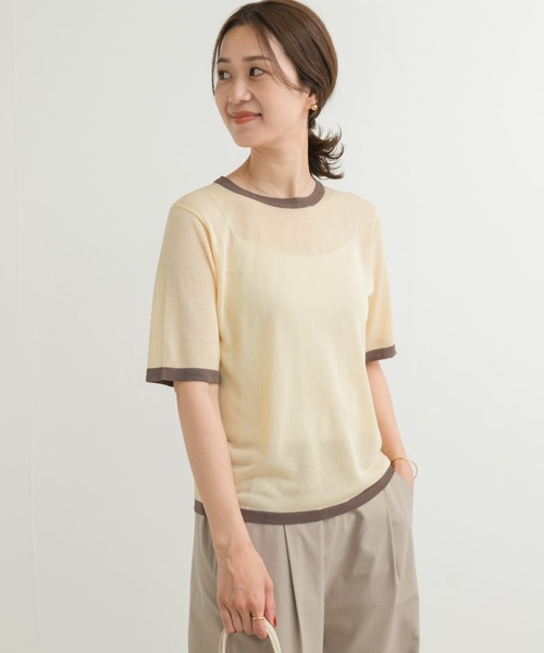 TSE半袖デザインニット(サイズS)(ベージュ) KOEISTORE ニット セーター サマーニット レディース ニット