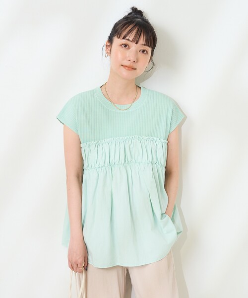 ※新品未使用タグ付き※フォーリアブリランテ　フレンチスリーブシャツ FREAK'S STORE（フリークスストア） tシャツ アーミーリブ コンビ
