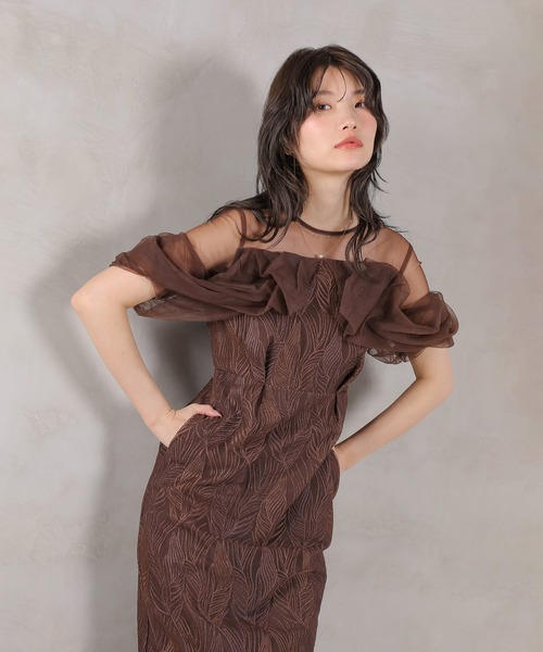 Kana ドレス チュール レース トルネード ペンシル ワンピース ドレス
