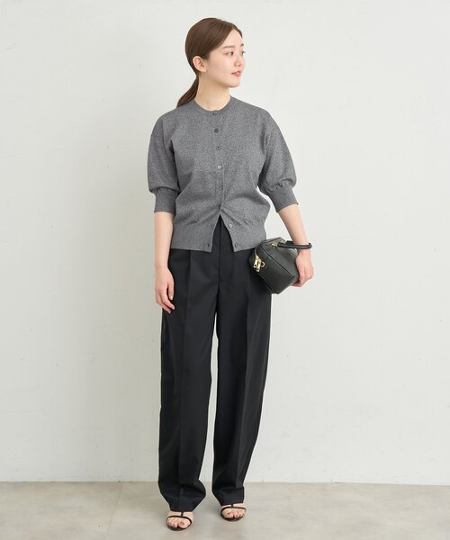 IENA LEVITA ロングスリーブクルーカーディガン ラメ ネイビー IENA LEVITA ロングスリーブクルーカーディガン ラメ ネイビー
