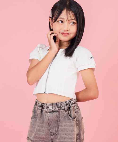 ANAP kids（アナップキッズ） tシャツ フロントジップパフスリトップス
