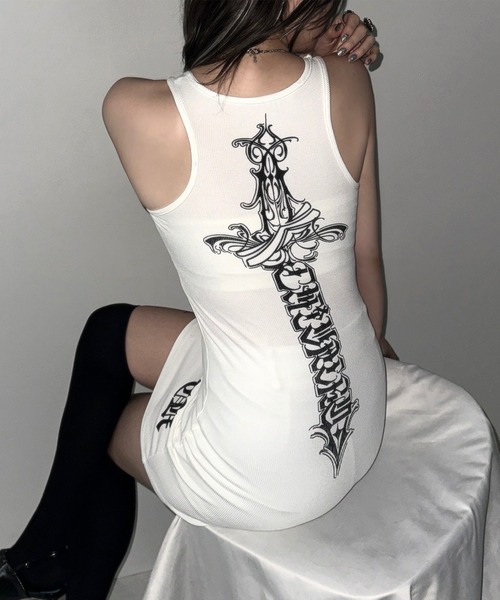 me+em select ワンピース 「 2color 」グランジロゴバッククロス