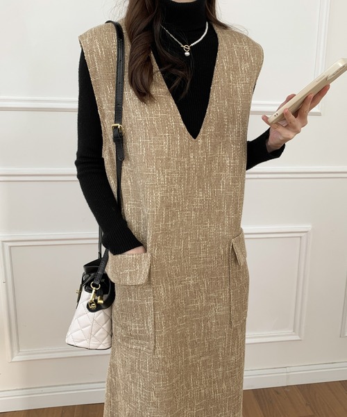 「ECLIN」 サロペットスカート FREE ブラック レディース_画像4