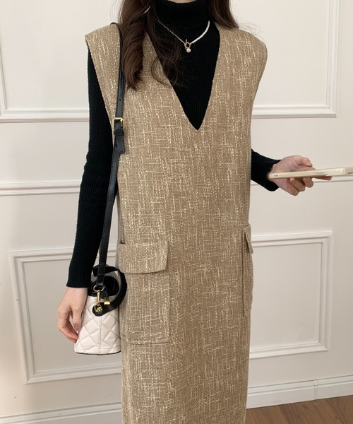 「ECLIN」 サロペットスカート FREE ブラック レディース_画像7