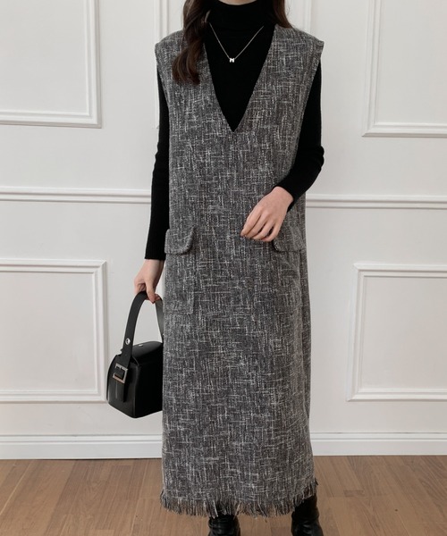 「ECLIN」 サロペットスカート FREE ブラック レディース_画像9