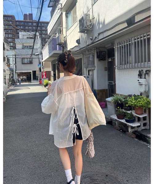【新品タグ付】jumelle ストライプシアーシャツ　ピンク　ジュメロ jumelle ブラウス シャツ ストライプシアーシャツ レディース