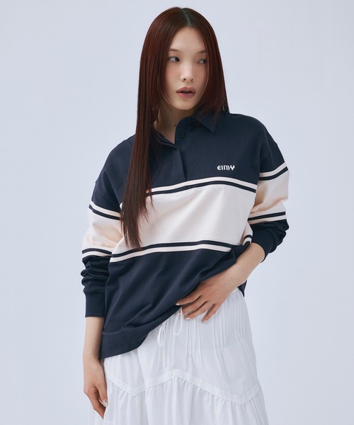 【新品未使用タグ付き】eimy istoire ポロシャツ トップス グレー セール】ロゴカットポロトップス（ポロシャツ）｜eimy istoire