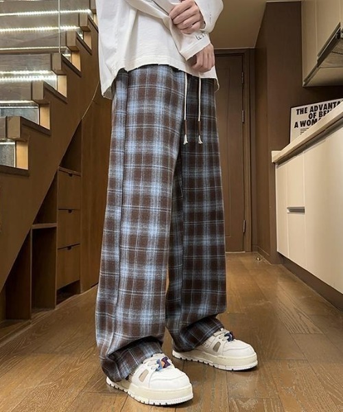 link lot パンツ 「25年秋冬新作」ドローコード付きチェックイージー