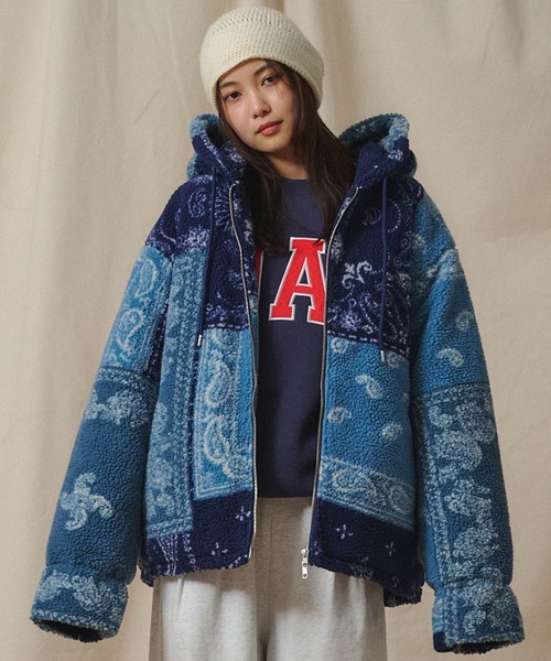 ブルゾン アウター Universal Style Wear ジャカード ボア パッチ