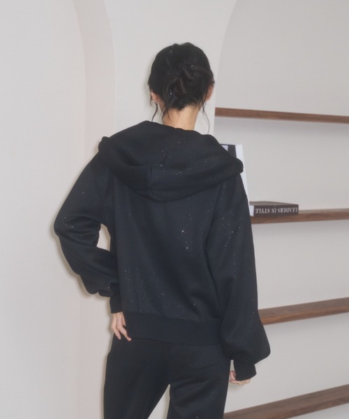 Lallana（ララーナ） パーカー Lame coco zip-up hoodie / ラメココ