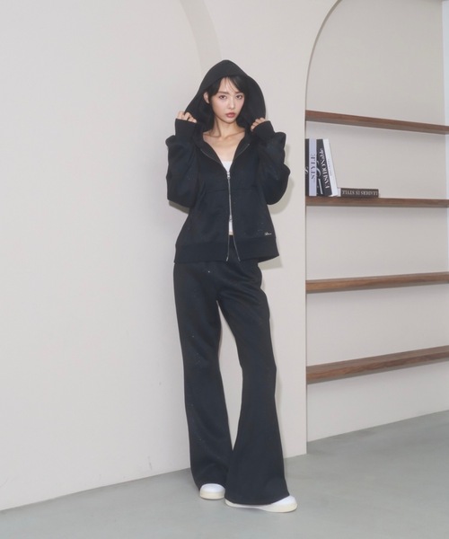 Lallana（ララーナ） パーカー Lame coco zip-up hoodie / ラメココ