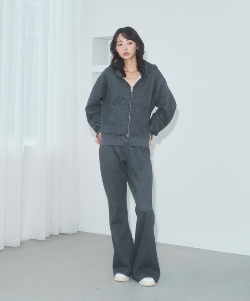 ラメココジップアップフーディー グレー Lallana（ララーナ） パーカー Lame coco zip-up hoodie / ラメココ