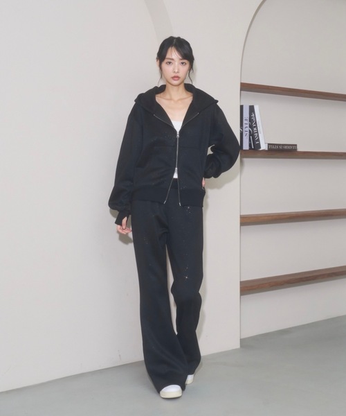 Lallana（ララーナ） パーカー Lame coco zip-up hoodie / ラメココ