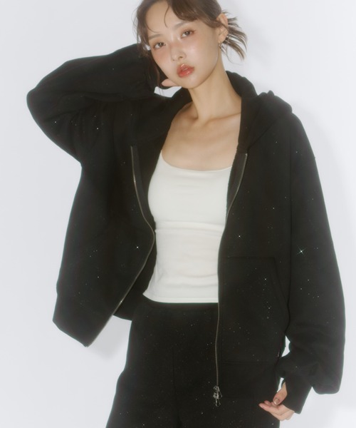 Lallana パーカー Lame coco zip-up hoodie / ラメココジップ