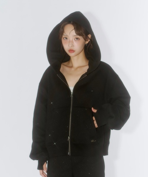 Lallana（ララーナ） パーカー Lame coco zip-up hoodie / ラメココ