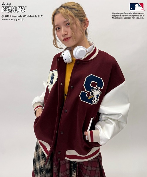 DOUBLE NAME スタジャン MLB×PEANUTSコラボスタジアムジャンパー