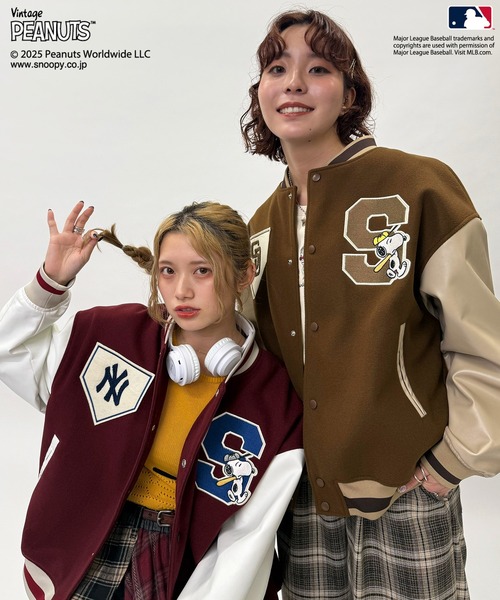 DOUBLE NAME スタジャン MLB×PEANUTSコラボスタジアムジャンパー