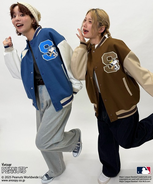 DOUBLE NAME スタジャン MLB×PEANUTSコラボスタジアムジャンパー