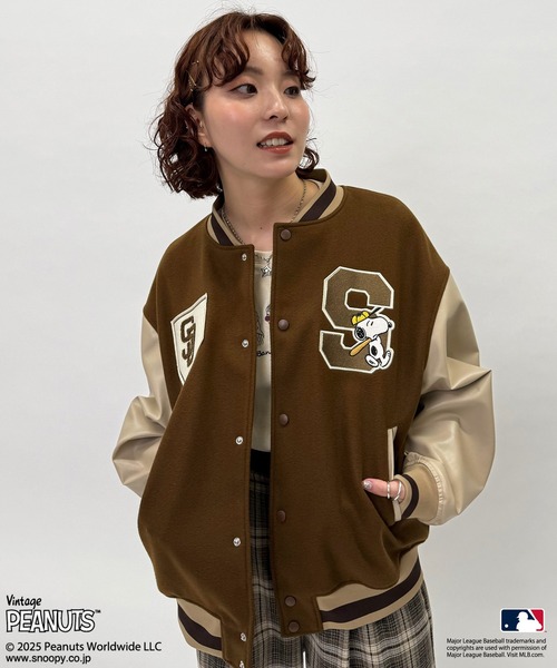 DOUBLE NAME スタジャン MLB×PEANUTSコラボスタジアムジャンパー