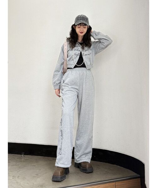 ZOY ゾーイ ダブルジップジャージ パンツ上下セット ネイビー✖️グレー jouetie（ジュエティ） ワイドパンツ スウェットパンツ ジャージ ラメ