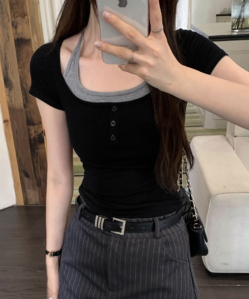 「lilful」 半袖Tシャツ L ブラウン レディース_画像5