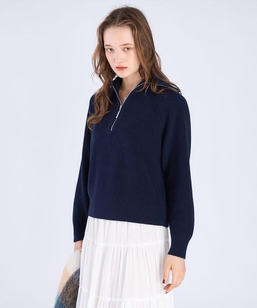 To b. by agnes ニット セーター ハーフジップ プルオーバー