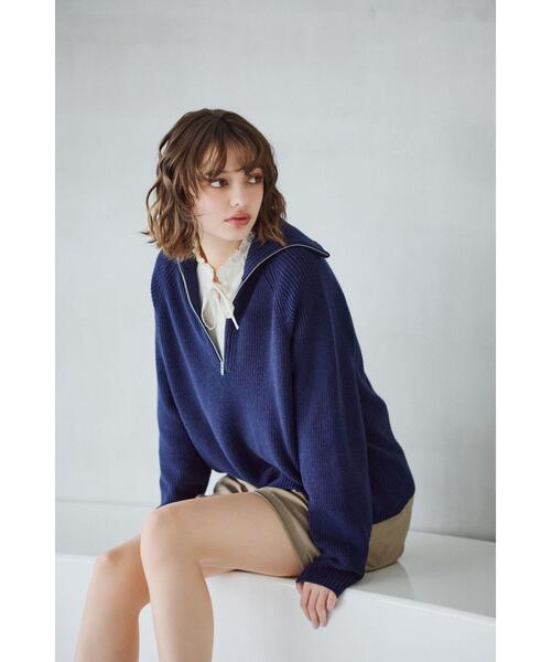 To b. by agnes ニット セーター ハーフジップ プルオーバー