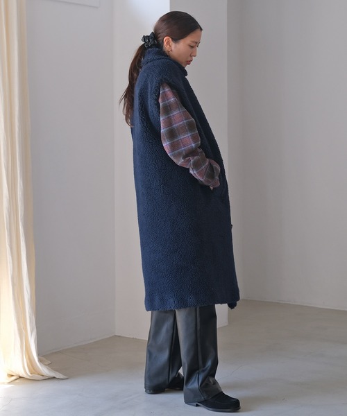 AKTE コート AKTE（アクテ） ノーカラーコート コート ロングボアコート レディース