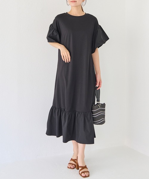 「INCEDE」 半袖ワンピース L ブラック レディース_画像2