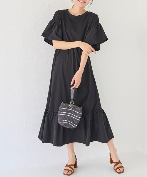 「INCEDE」 半袖ワンピース L ブラック レディース_画像4