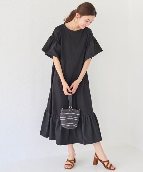 「INCEDE」 半袖ワンピース L ブラック レディース_画像5