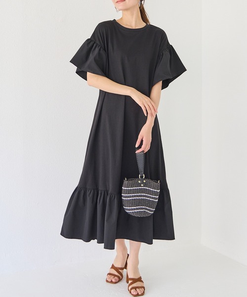 「INCEDE」 半袖ワンピース L ブラック レディース_画像6