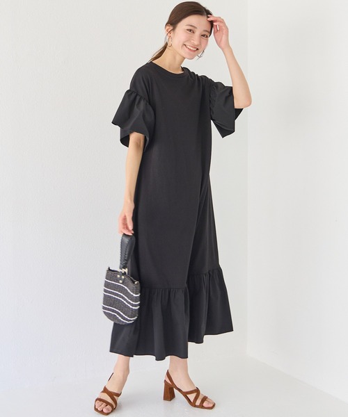 「INCEDE」 半袖ワンピース L ブラック レディース_画像7