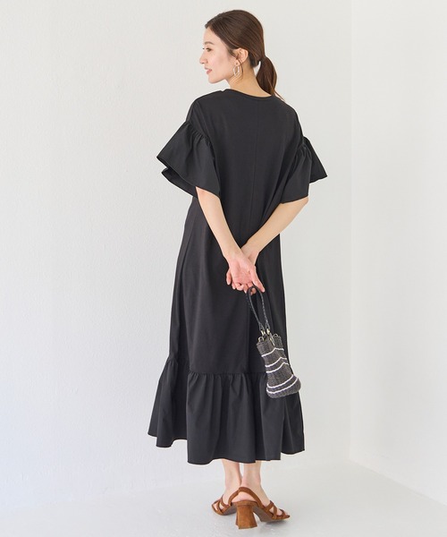 「INCEDE」 半袖ワンピース L ブラック レディース_画像8