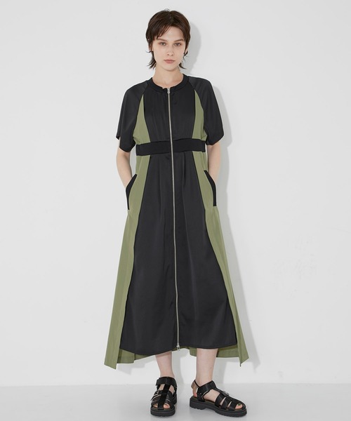 「CITY TOKYO」 半袖ワンピース 1 カーキ レディース_画像7