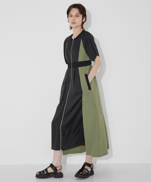 「CITY TOKYO」 半袖ワンピース 1 カーキ レディース_画像8