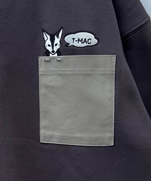 T-MAC OUTING トレーナー スウェット T-MAC キツネのぞき刺繍 オーバー