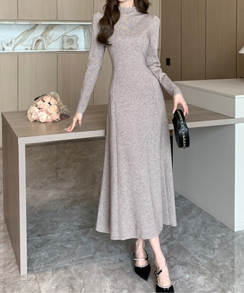 ワンピース ハイネックフレアニットワンピース : ZOZOTOWN Yahoo!店