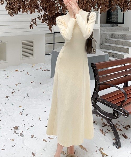 ワンピース ハイネックフレアニットワンピース : ZOZOTOWN Yahoo!店