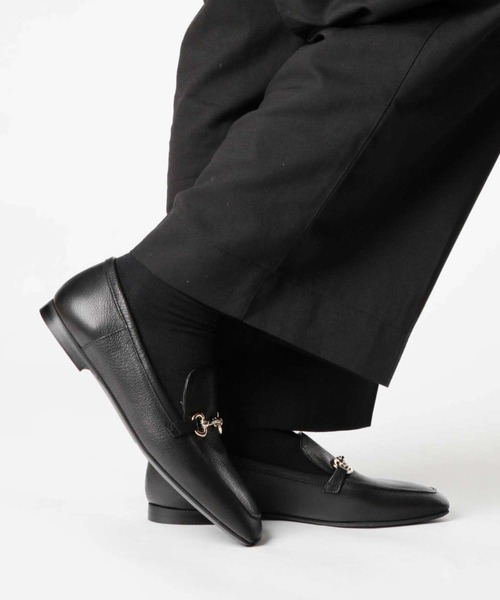 【FABIO RUSCONI】ファビオルスコーニ スクエアトゥ ビットローファー FABIO RUSCONI/ファビオルスコーニ ビットデザイン ローファー