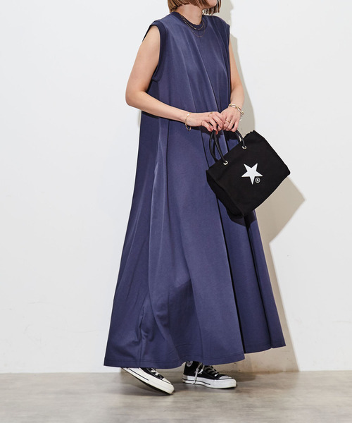 「CONVERSE TOKYO」 ノースリーブワンピース FREE ネイビー レディース_画像9