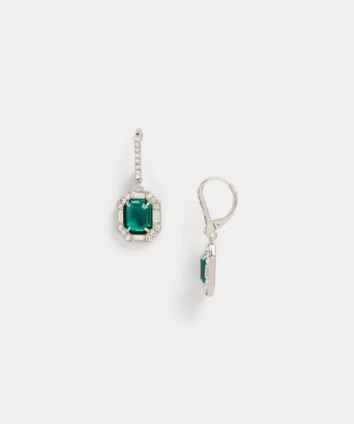 ピアス パヴェ ロジウムプレーテッド ストーン ドロップ ピアス レディースの画像