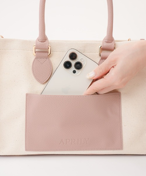 TILA MARCHトートバッグ ベージュ/ピンク キャンバス APRILY トートバッグ 3way APRILYキャンバストートバッグ M レディース