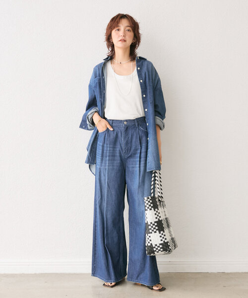 「RIVE DROITE」 デニムパンツ 36 サックスブルー レディース_画像2