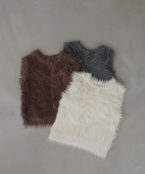 「LIAN」 ニットベスト FREE チャコールグレー レディース_画像3