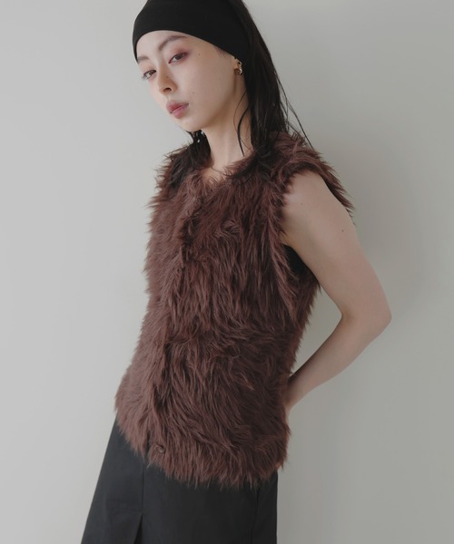 「LIAN」 ニットベスト FREE チャコールグレー レディース_画像4