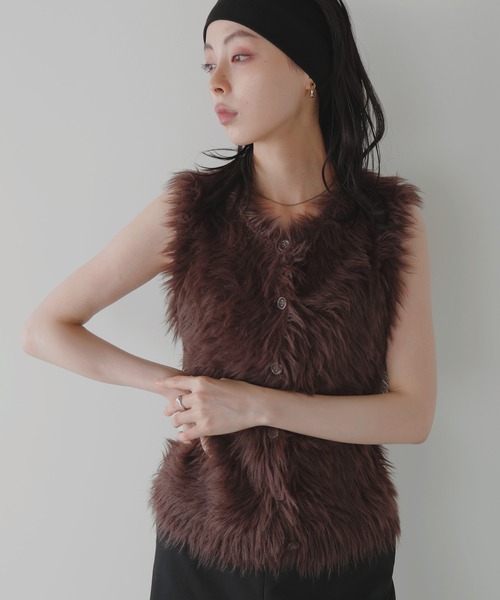 「LIAN」 ニットベスト FREE チャコールグレー レディース_画像5